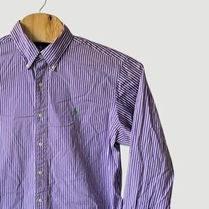 Ralph Lauren Purple Striped Classic Fit Button‎ Down Long Sleeve Shirt Men's L